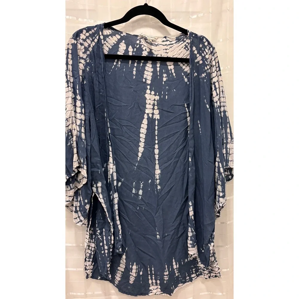 American Eagle Blue Tie Dye Kimono Cardigan‎ Wrap XS S Boho Shibori Open Front